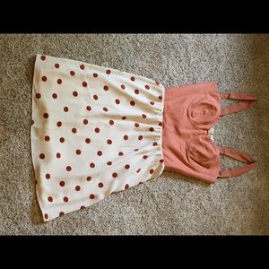 Anthropologie Paper Crown orange polka dot dress